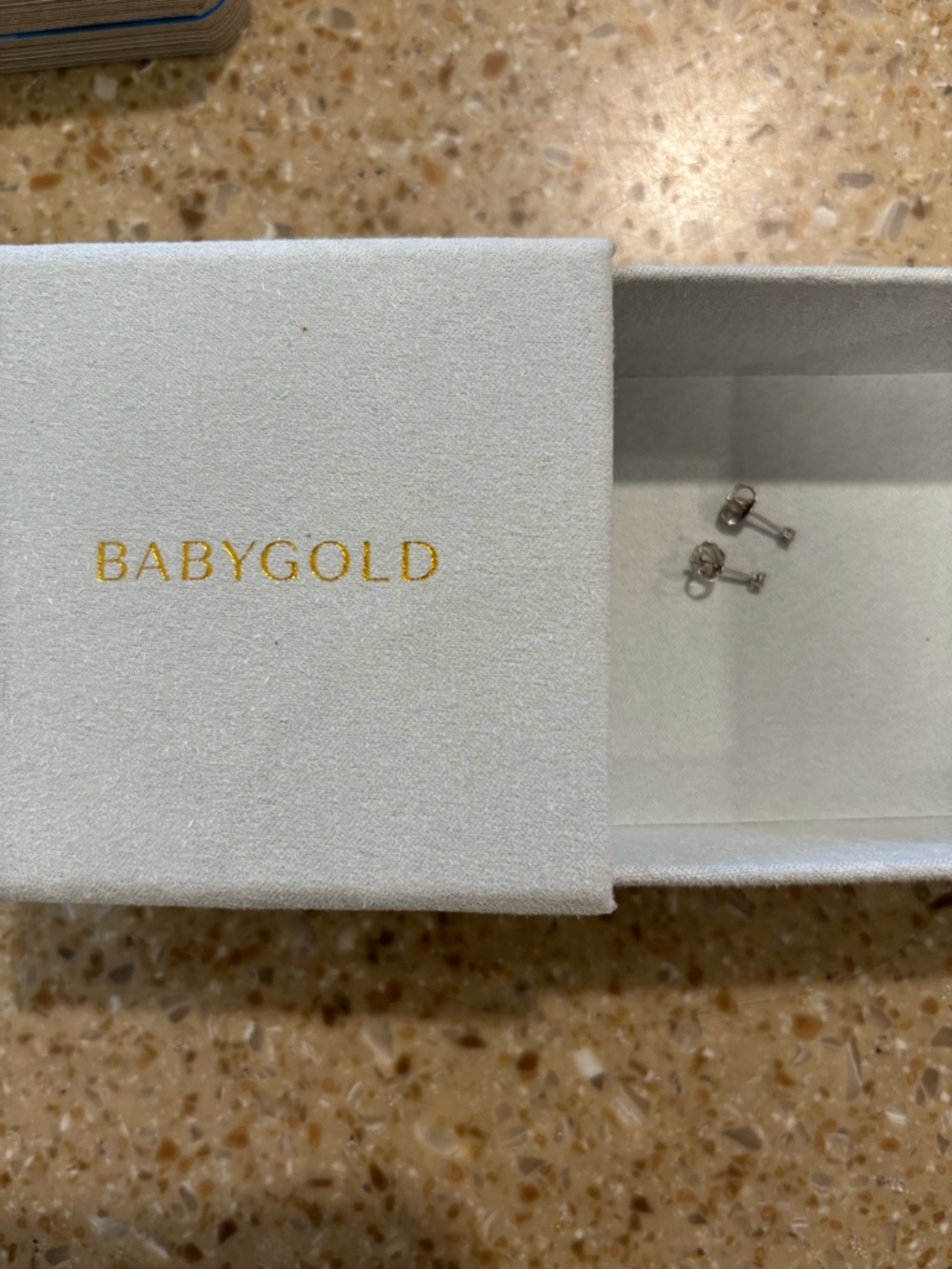 BABYGOLD Diamond Solitaire Stud Earrings in White - Picture 7 of 7